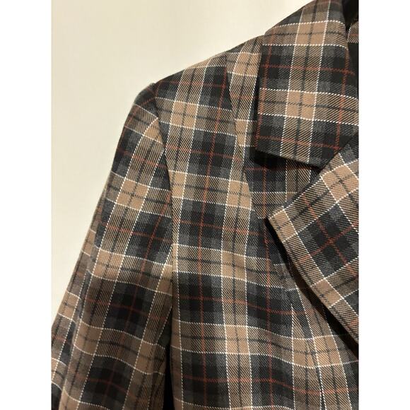 WAYF Blazer Jacket Small New Plaid Check Brown Black Fall - Picture 5 of 12